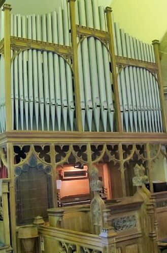 The pipe organ at St Lucius'.