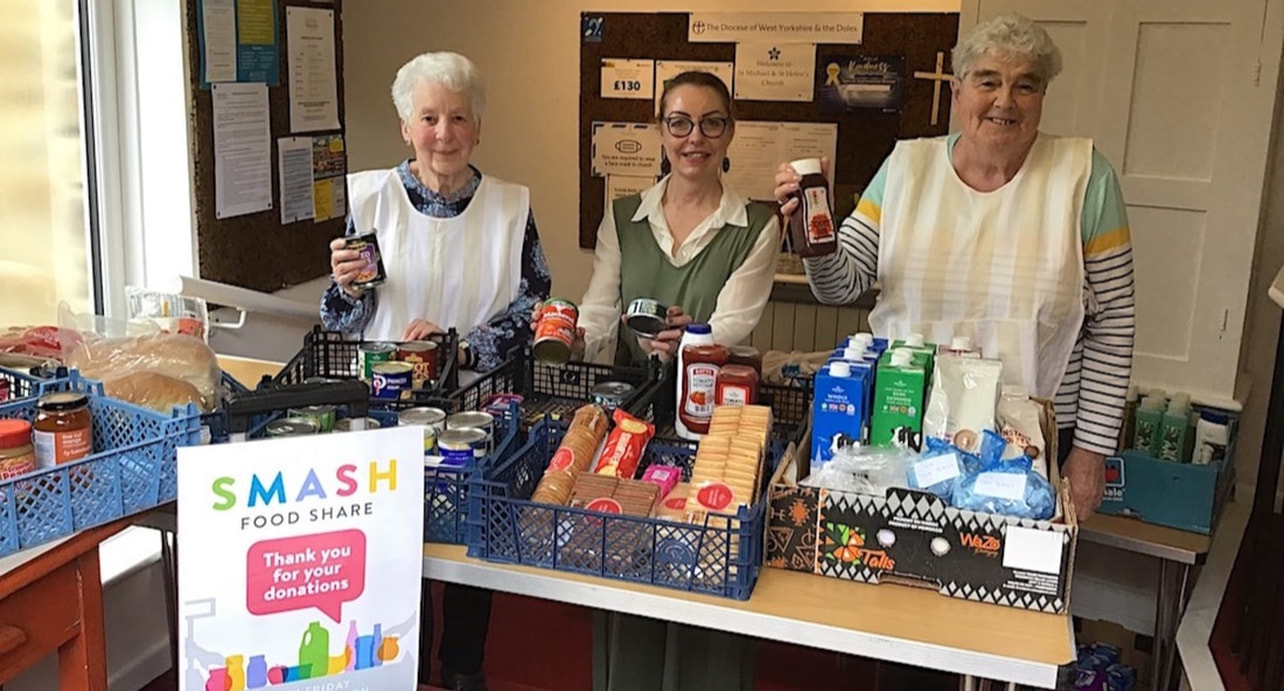 Members of the SMASH Food Share team at St Michael and St Helen's Almondbury