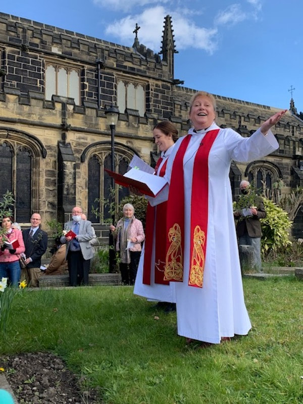 Blessing of the palms on Palm Sunday at Almondbury