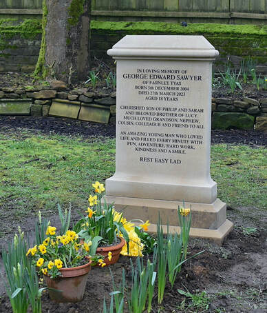 The grave of George Sawyer in Farnley Tyas churchyard.