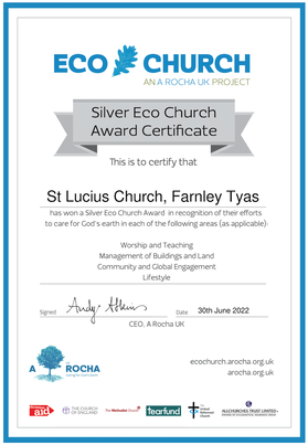 Eco church silver award certificate