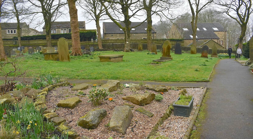 The tidied churchyard at Farnley Tyas