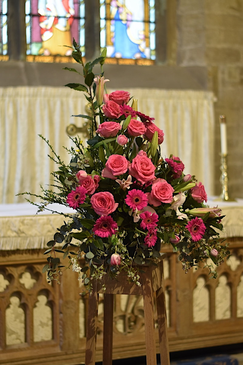 Roses by the altar