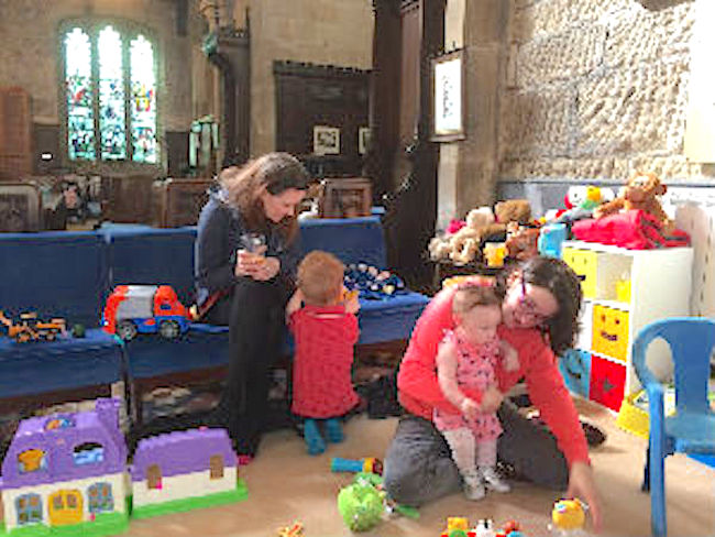 Parent and children at a session of Little Hallows